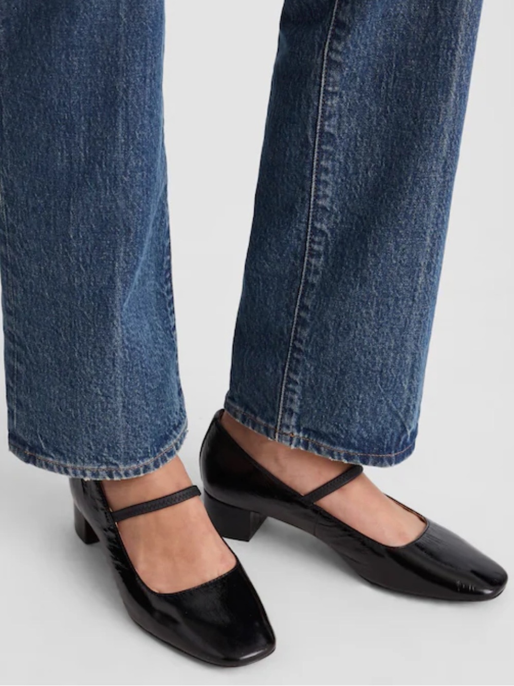 Madewell The Greta Pump Mary Jane in crinkle black patent leather in size 10 - Picture 2 of 9